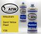 Preview: Mitsubishi, Sand Yellow Pearl, Y35: 400ml Sprühdose + 400ml Klarlack - Set, von ATW Autoteile West.
